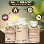 Just Plant Ginseng Dietary Herbal Supplement – 90 Vegan Capsules, 750 mg