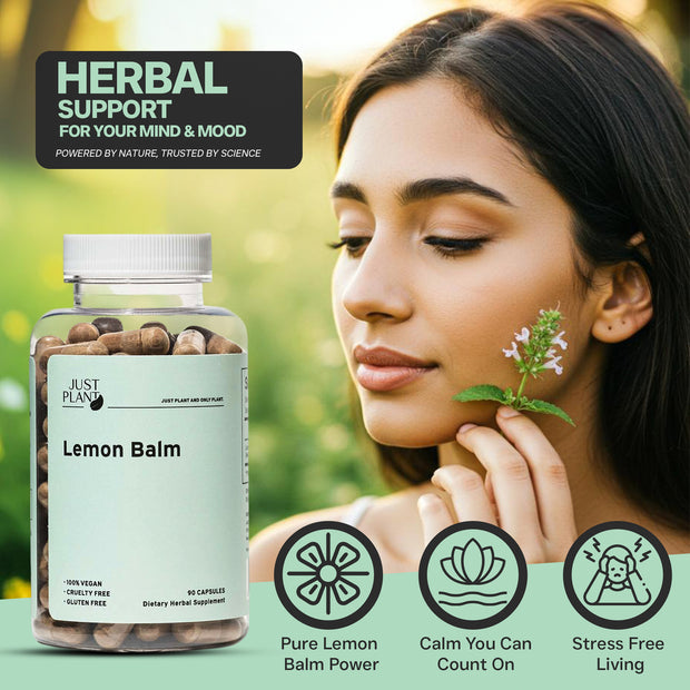 Just Plant Lemon Balm – 90 Vegan Capsules, 750 mg