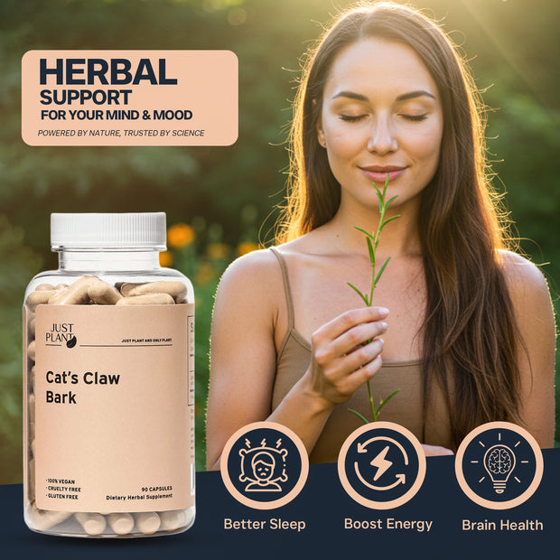 Just Plant Cat’s Claw Bark Supplement – 90 Vegan Capsules, 750 mg